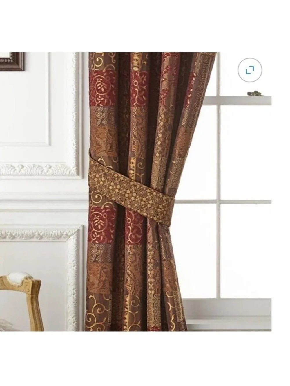 New - Elegant and Regal Croscill Galleria Red/Gold/Brown 2 Curtain Tie Backs